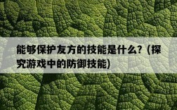 能夠保護友方的技能是什么？，探究游戲中的防御技能