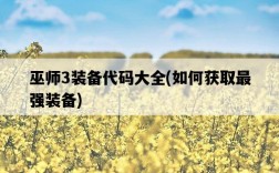 巫師3裝備代碼大全，如何獲取最強裝備