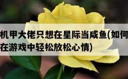 機甲大佬只想在星際當咸魚，如何在游戲中輕松放松心情