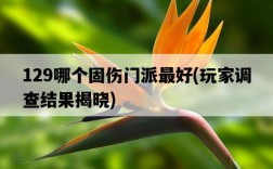 129哪個固傷門派最好，玩家調查結果揭曉