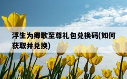 浮生為卿歌至尊禮包兌換碼，如何獲取并兌換