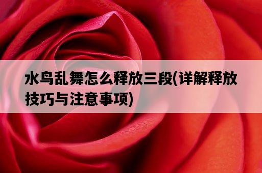 水鳥亂舞怎么釋放三段，詳解釋放技巧與注意事項-圖1