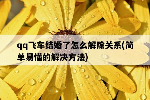 qq飛車結婚了怎么解除關系，簡單易懂的解決方法-圖1