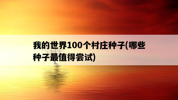我的世界100個村莊種子，哪些種子最值得嘗試-圖1