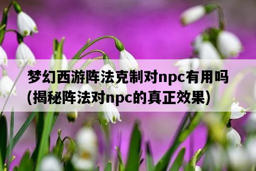 夢幻西游陣法克制對npc有用嗎，揭秘陣法對npc的真正效果-圖1