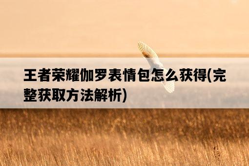 王者榮耀伽羅表情包怎么獲得，完整獲取方法解析-圖1