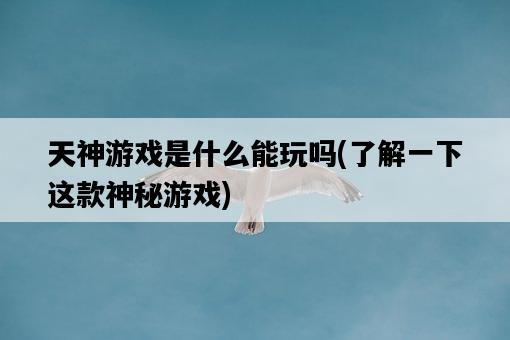 天神游戲是什么能玩嗎，了解一下這款神秘游戲-圖1