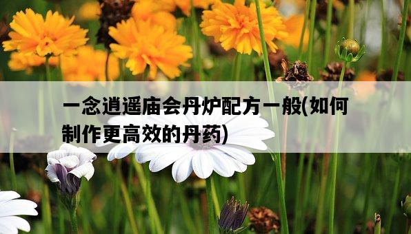 一念逍遙廟會丹爐配方一般，如何制作更高效的丹藥-圖1