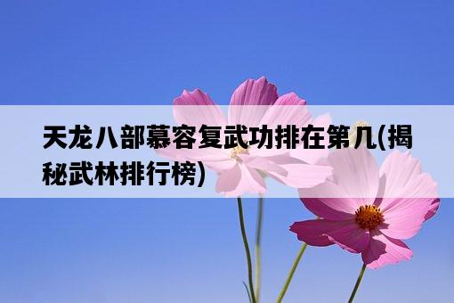天龍八部慕容復武功排在第幾，揭秘武林排行榜-圖1