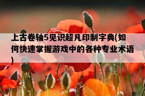 上古卷軸5見識超凡印制字典，如何快速掌握游戲中的各種專業術語-圖1