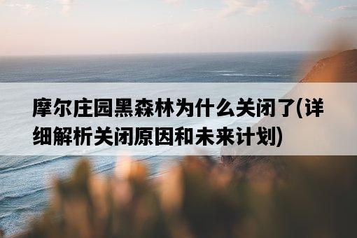 摩爾莊園黑森林為什么關閉了，詳細解析關閉原因和未來計劃-圖1