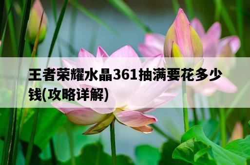 王者榮耀水晶361抽滿要花多少錢，攻略詳解-圖1