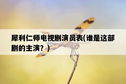犀利仁師電視劇演員表，誰是這部劇的主演？-圖1