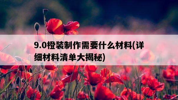 9.0橙裝制作需要什么材料，詳細材料清單大揭秘-圖1