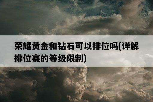 榮耀黃金和鉆石可以排位嗎，詳解排位賽的等級限制-圖1