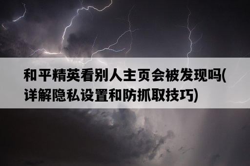 和平精英看別人主頁會被發現嗎，詳解隱私設置和防抓取技巧-圖1