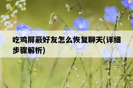 吃雞屏蔽好友怎么恢復聊天，詳細步驟解析-圖1