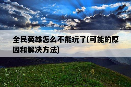 全民英雄怎么不能玩了，可能的原因和解決方法-圖1