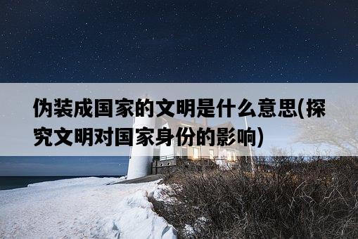 偽裝成國家的文明是什么意思，探究文明對國家身份的影響-圖1