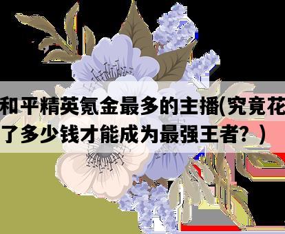 和平精英氪金最多的主播，究竟花了多少錢才能成為最強王者？-圖1