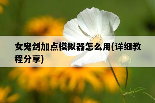 女鬼劍加點模擬器怎么用，詳細教程分享-圖1