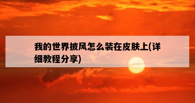 我的世界披風怎么裝在皮膚上，詳細教程分享-圖1