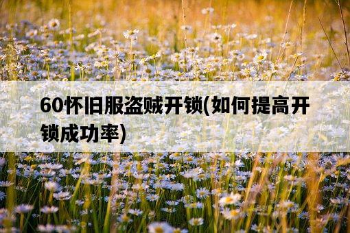 60懷舊服盜賊開鎖，如何提高開鎖成功率-圖1