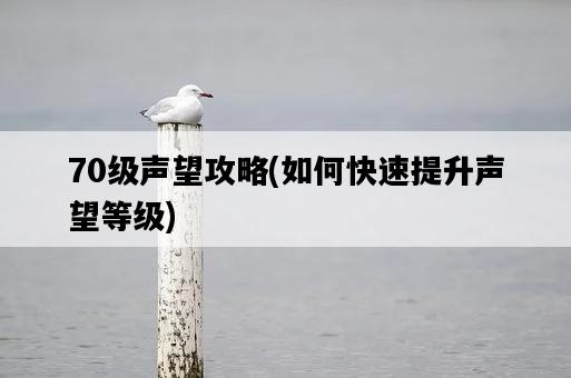 70級聲望攻略，如何快速提升聲望等級-圖1