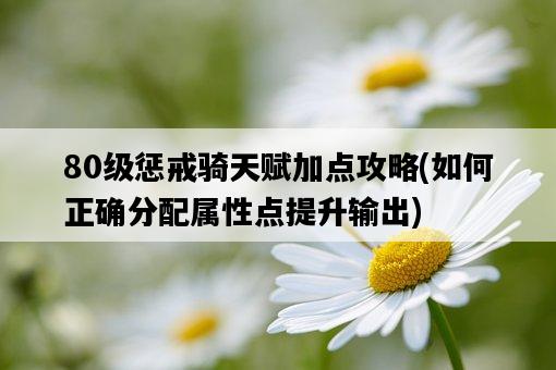 80級懲戒騎天賦加點攻略，如何正確分配屬性點提升輸出-圖1