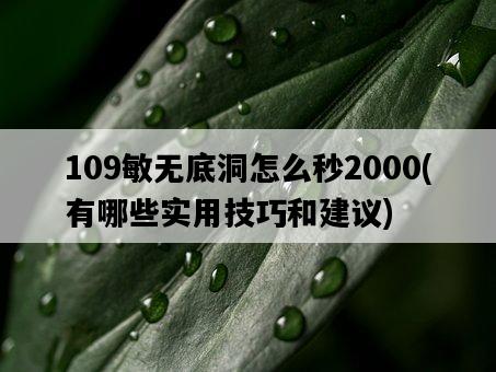 109敏無底洞怎么秒2000,有哪些實用技巧和建議-圖1 109敏無底洞怎么秒2000,有哪些實用技巧和建議-圖1