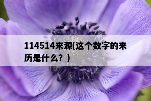 114514來源，這個數字的來歷是什么？-圖1