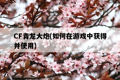 CF青龍大炮，如何在游戲中獲得并使用-圖1