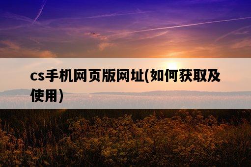 cs手機網頁版網址，如何獲取及使用-圖1