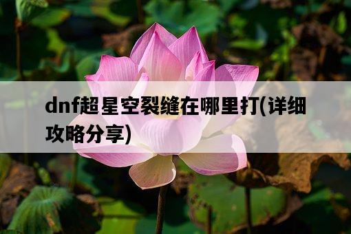 dnf超星空裂縫在哪里打，詳細攻略分享-圖1