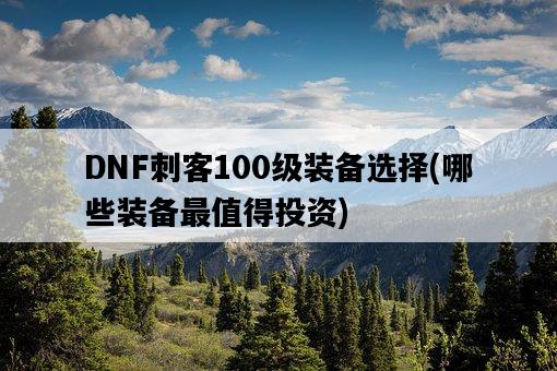 DNF刺客100級裝備選擇，哪些裝備最值得投資-圖1