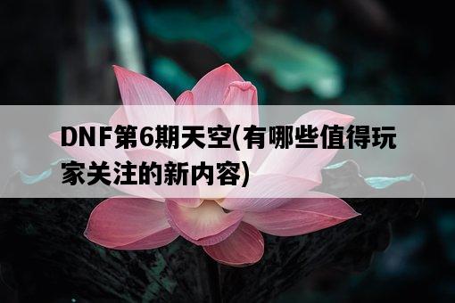 DNF第6期天空，有哪些值得玩家關注的新內容-圖1