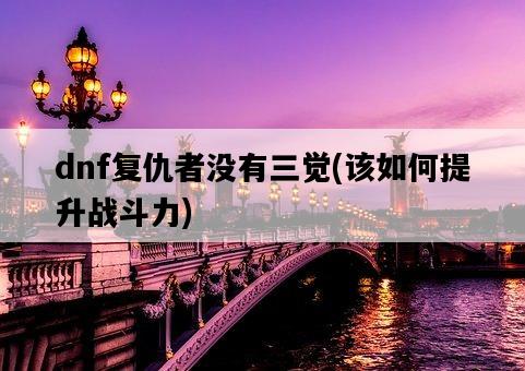 dnf復仇者沒有三覺，該如何提升戰斗力-圖1
