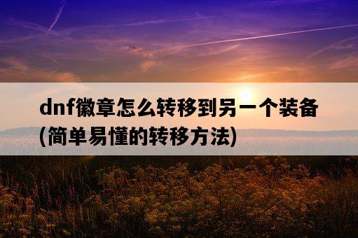dnf徽章怎么轉移到另一個裝備，簡單易懂的轉移方法-圖1