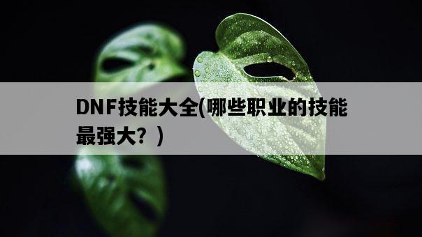 DNF技能大全，哪些職業的技能最強大？-圖1