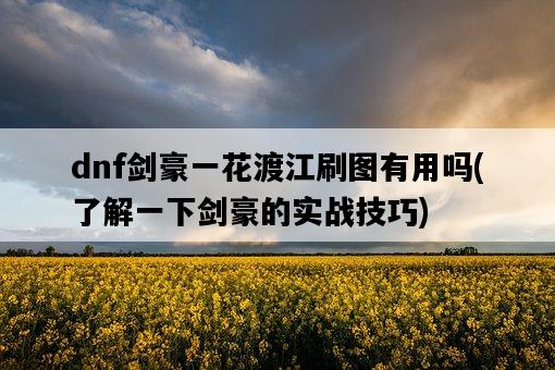 dnf劍豪一花渡江刷圖有用嗎，了解一下劍豪的實戰技巧-圖1