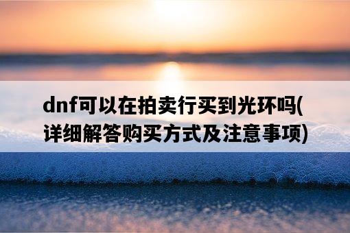 dnf可以在拍賣行買到光環嗎，詳細解答購買方式及注意事項-圖1