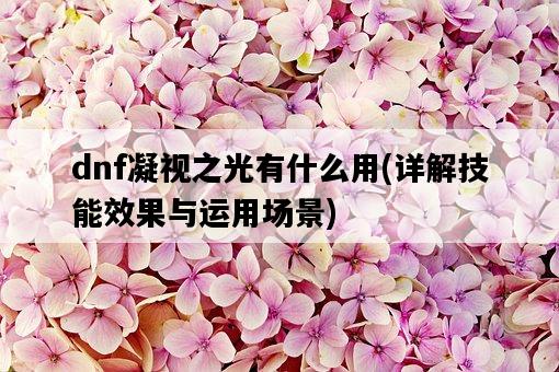 dnf凝視之光有什么用，詳解技能效果與運用場景-圖1