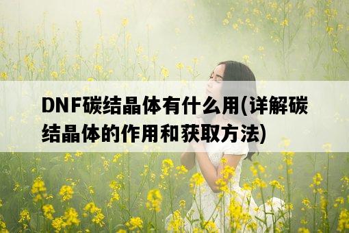 DNF碳結晶體有什么用，詳解碳結晶體的作用和獲取方法-圖1