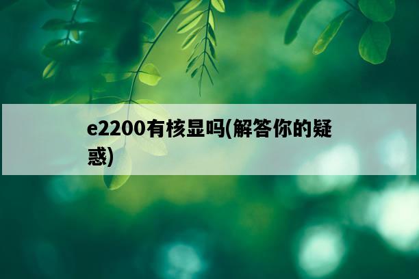 e2200有核顯嗎，解答你的疑惑-圖1