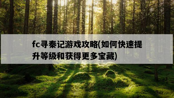 fc尋秦記游戲攻略，如何快速提升等級和獲得更多寶藏-圖1
