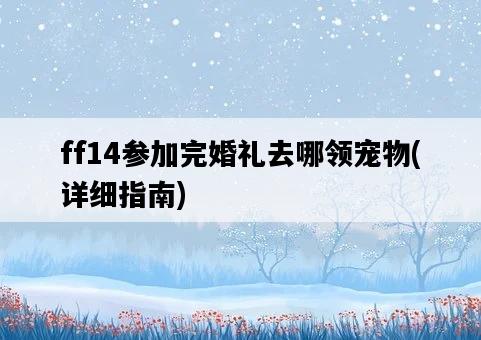 ff14參加完婚禮去哪領寵物，詳細指南-圖1