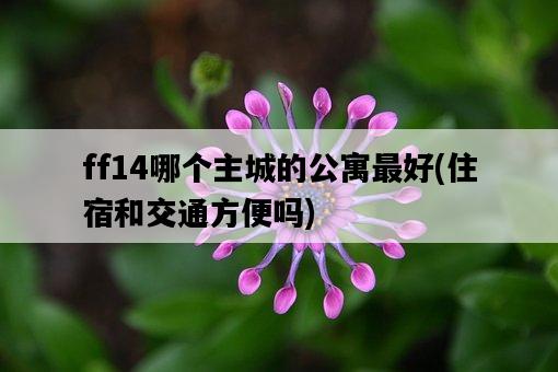 ff14哪個主城的公寓最好，住宿和交通方便嗎-圖1