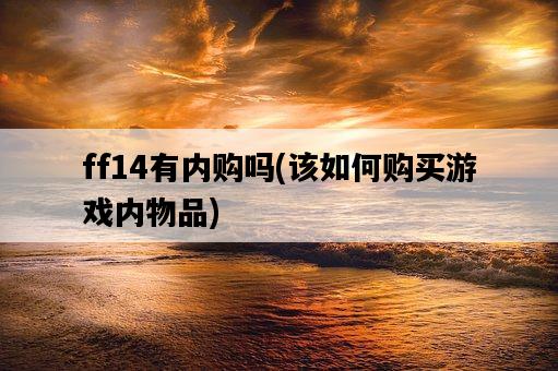 ff14有內購嗎，該如何購買游戲內物品-圖1