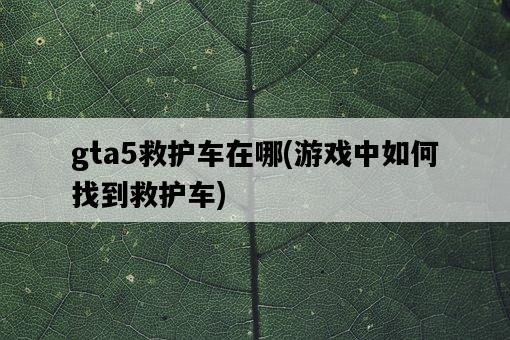 gta5救護車在哪，游戲中如何找到救護車-圖1