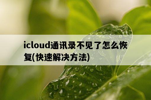 icloud通訊錄不見了怎么恢復，快速解決方法-圖1